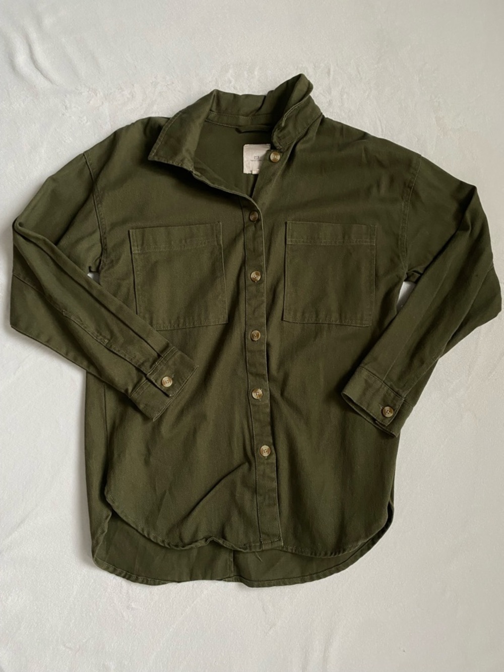 Thread & Supply Olive Green Button-Up Utility Shirt